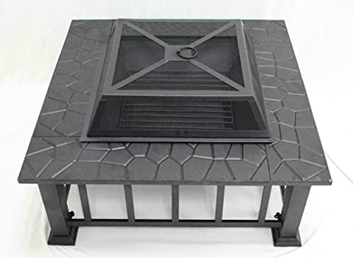 YJYDD 32" Outdoor Garden Fire Pit BBQ Stove Heater Patio Fire Pit Metal Table