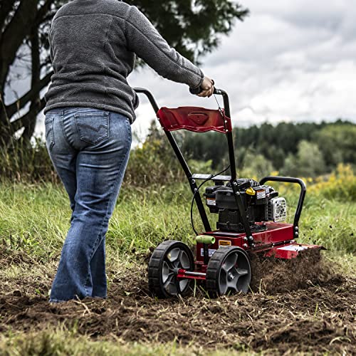 Earthquake Badger Front Tine Tiller, Powerful 140cc 4-Cycle Briggs and Stratton Engine, Two-Position Wheel Assembly, Adjustable Tilling Width, Model: 38040