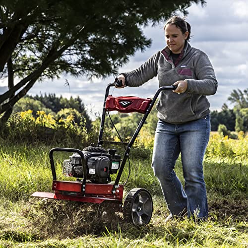 Earthquake Badger Front Tine Tiller, Powerful 140cc 4-Cycle Briggs and Stratton Engine, Two-Position Wheel Assembly, Adjustable Tilling Width, Model: 38040