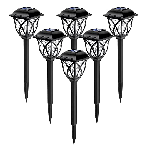 GIGALUMI Solar Outdoor Lights, 6 Pack LED Solar Lights Outdoor Waterproof, Decorative Solar Pathway Lights for Yard, Patio, Landscape, Walkway (Warm White)