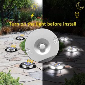 T-SUN Solar Dock Lights Outdoor, 8 Pack Solar Step Lights Driveway Deck Lights Outdoor Waterproof Warning Road Markers Light for Pathway, Driveway, Sidewalk, Garden, Yard(White)