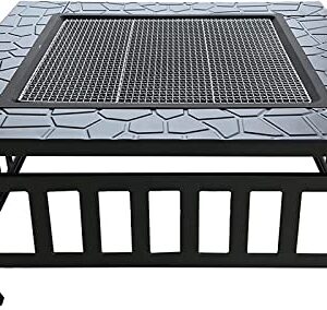 LEAYAN Garden Fire Pit Grill Bowl Grill Barbecue Rack Fire Pit Wood-Burning fire Pit, Home Oyster Barbecue Cooking fire Pit Table, Hotel Courtyard Decoration Square fire Pit