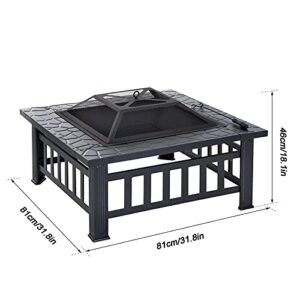 LEAYAN Garden Fire Pit Grill Bowl Grill Barbecue Rack Fire Pit Wood-Burning fire Pit, Home Oyster Barbecue Cooking fire Pit Table, Hotel Courtyard Decoration Square fire Pit