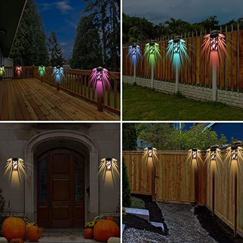 Solar Fence Lights, 6 Pack Waterproof Solar Wall Lights with RGB & Warm White Mode, Lighting Decorative Garden Lights with Auto On/Off, Perfect for Fence, Backyard, Garden, Front Door, Patio.