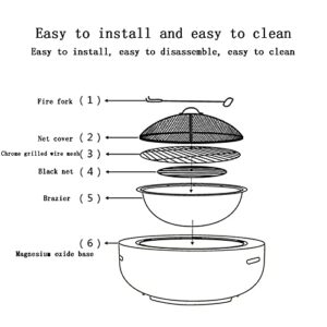 LEAYAN Garden Fire Pit Grill Bowl Grill Barbecue Rack Backyard Patio Garden Fireplace Grill Bowl Outdoor Fire Pit Table Outdoor Heaters & Fire Pits with Grill Grate for Heating