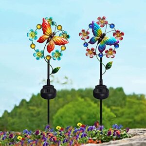 TSTGEE Solar Butterfly Lights Outdoor Yard Decorations Outdoor Flowers Solar Stake Lights Butterflies Outdoor Lights Waterproof for Garden Yard Lawn Patio Pathway(2 Pack)