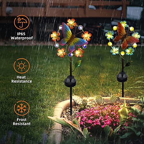 TSTGEE Solar Butterfly Lights Outdoor Yard Decorations Outdoor Flowers Solar Stake Lights Butterflies Outdoor Lights Waterproof for Garden Yard Lawn Patio Pathway(2 Pack)