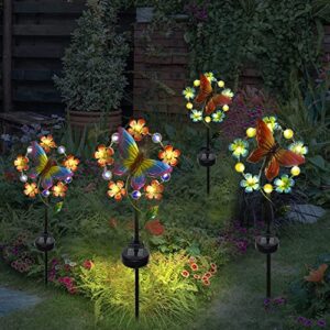 TSTGEE Solar Butterfly Lights Outdoor Yard Decorations Outdoor Flowers Solar Stake Lights Butterflies Outdoor Lights Waterproof for Garden Yard Lawn Patio Pathway(2 Pack)