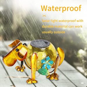 MUMTOP Solar Lanterns Outdoor Waterproof LED Lights Crackle Glass Solar Garden Light Dog Decoration Outdoor Tabletop Lantern for Garden Lawn Yard Decor