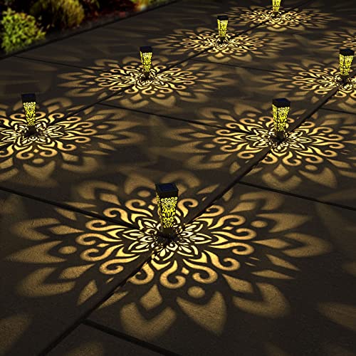 Gardsee 8 Pack Solar Lights Outdoor Garden Decorative Solar Garden Lights with Warm Light Waterproof Plastic Solar Pathway Landscape Lights for Path Patio Backyard Walkway Yard Garden Decor