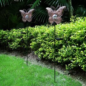 newvivid Outdoor Solar Garden LED Light, Solar Butterfly Metal Lights Decoration Housewarming Gifts for Women Mom, Garden Stake Light for Pathway Yard Lawn Patio Landscape Decor (1 Pack)