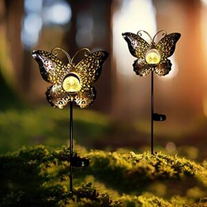 newvivid Outdoor Solar Garden LED Light, Solar Butterfly Metal Lights Decoration Housewarming Gifts for Women Mom, Garden Stake Light for Pathway Yard Lawn Patio Landscape Decor (1 Pack)