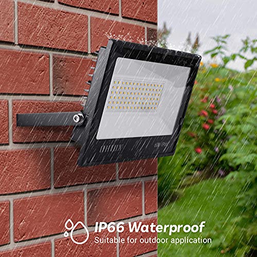OHLUX LED Flood Lights Outdoor, 6000lumen Superbright, 60W IP66 Waterproof for Security Lights, Exterior Lights, Garden, Patio, Playground, Basketball Court 4 Pack Black
