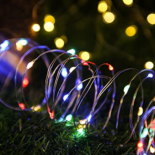 mafiti 2 Pack Coloured Solar String Lights Outdoor,12M/40Ft 120 LED 8 Modes Solar Garden Lights Waterproof Fairy Lights Copper Wire Decorative Lighting for Home,Garden,Patio,Yard,Party,Wedding