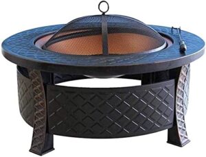 garden fire pit portable grill barbecue rack firepit home fire pit – large bonfire wood burning patio & backyard firepit for with round spark screen with cover bbq cooking for camping backyard
