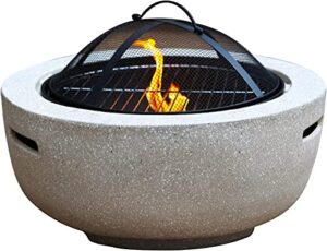 leayan garden fire pit grill bowl grill barbecue rack fire pits outdoor garden burning fire pit bbq grill table – 23“, outdoor burning fire bowl with spark screen cover and poker