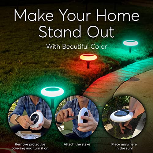 BRIGHTRIGHT - Colorize Colorful Pathway Solar Light (6 Lights) Decorative Weatherproof Auto On/Off Outdoor Lights - Decorate Your Garden, Landscape, Patio, Pool, Yard with Ultra-Bright LED Light