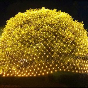 twinkle star 360 leds christmas net lights, 12ft x 5ft 8 modes low voltage connectable mesh fairy string lights for xmas trees, bushes, wedding, outdoor garden decorations (warm white)