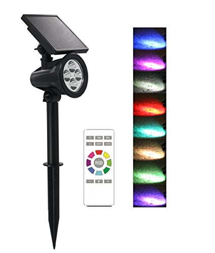 Suneng Power Solar Spot Lights Outdoor Color Change Remote Control Landscape Tree Spotlights Waterproof Security LED for Garden Lawn Yard Step Walkway Pathway Auto on/Off