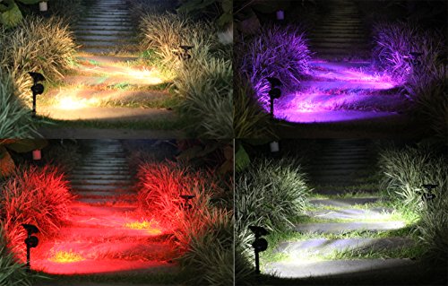 Suneng Power Solar Spot Lights Outdoor Color Change Remote Control Landscape Tree Spotlights Waterproof Security LED for Garden Lawn Yard Step Walkway Pathway Auto on/Off