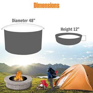 Simond Store Portable Fire Pit Ring Liner, 48 Inch Diameter 12 Inch Height 2 mm Thick Heavy Duty Steel Round Fire Pit Insert for Outdoor Garden Patio Camping Bonfire