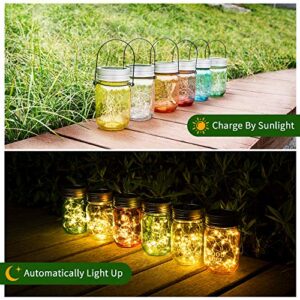 GIGALUMI Solar Multicolor Mason Jar Lights - 6 Pack 30 LEDs Fairy String Lights Hanging Solar Lanterns Table Lights Outdoors for Christmas, Garden, Yard and Patio Décor (Hangers and Jars Included)
