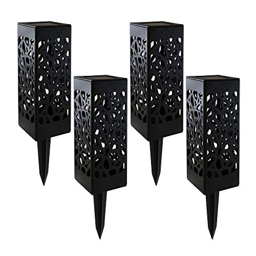 Lumabase Solar Powered Pathway/Tabletop Lights, Black, Set of 4, 63504