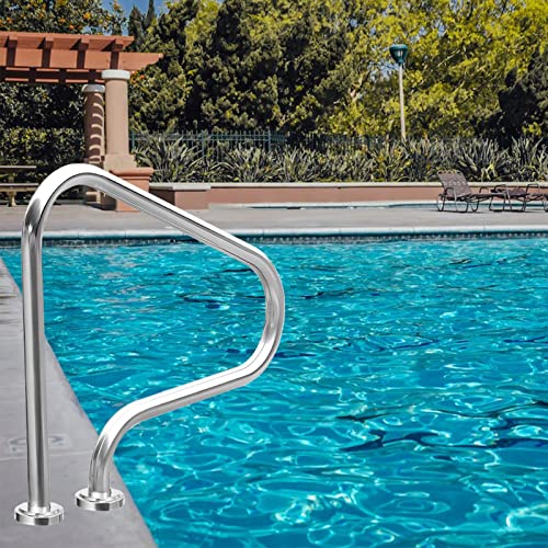 Antourlamm Swimming Pool 3-Bend Handrail, 304 Stainless Steel Spa Handrail, 31.5" X 31.5" Pool Hand Grab Rail for Garden Backyard Water Parks(1PCS)