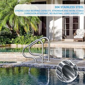 Antourlamm Swimming Pool 3-Bend Handrail, 304 Stainless Steel Spa Handrail, 31.5" X 31.5" Pool Hand Grab Rail for Garden Backyard Water Parks(1PCS)