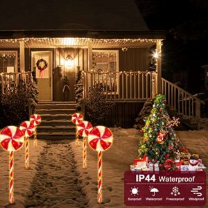 Candy Cane Lights 6 Pack, LED Christmas Candy Cane Pathway Lights, Pathway Maker Lights for Holiday Xmas Indoor Yard Patio Garden Walkway, Waterproof Christmas Candy Decor Lights