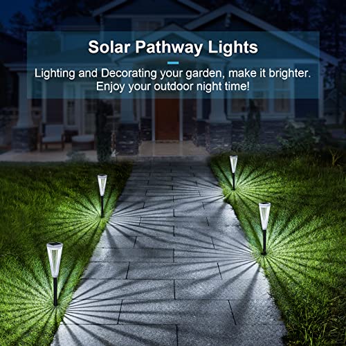 KINKAI Solar Yard Lights, 6-Pack Solar Pathway Lights Outdoor Waterproof, Bright Warm/White Switch, Solar Powered Landscape Lighting for Backyard Walkway Driveway Path Lawn