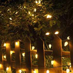 DEWENWILS C7 LED Christmas Lights Outdoor, 33.3ft 50 LED Warm White String Lights, Outdoor Decorations for Christmas Tree, Patio, Garden, Yard, Green Wire, UL Listed