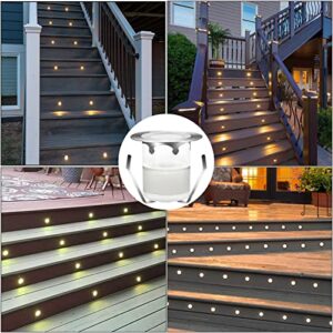 CISLAN LED Deck Stair Lights, 12 Pack Φ1.18in Warm White Stainless Steel and PC Stair Light Low Voltage 12V IP67 Waterproof Outdoor Landscape Lighting for Outside Garden Step Yard Lawn