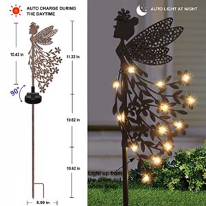 TSTGEE Solar Outdoor Lights Decorative 2 Pack Metal Fairy Stake Solar Lights Outdoor Garden Waterproof for Lawn,Patio,Yard Solar Fairy Stake,Garden Gift