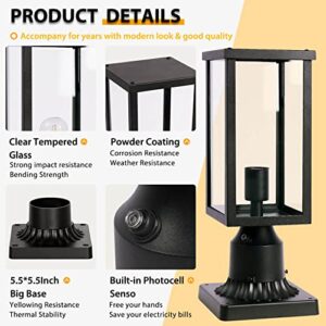Dusk to Dawn Outdoor Post Light Hardwired 120V, Aluminum Lamp Post Light, Waterproof Outside Post Lantern Fixture with Pier Mount Base, Exterior Pole Lantern Lighting for Garden Yard Patio Pathway