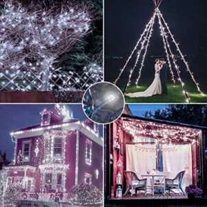 TIANG Solar String Lights, 2 Pack X 200LED 72ft Total 400LED 8 Modes Cool White Solar String Outdoor Lights, Waterproof Solar Ball Fairy Lights for Garden, Patio, Wedding, Xmas Tree, Outdoor Decor