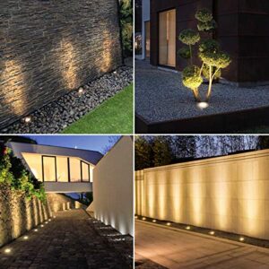 RNEHON LED Deck Lights Kit, Waterproof IP67 Deck Lamp Low Voltage 10 pcs Warm White LED In-ground Lighting Outdoor Garden Yard Pathway Patio Step Stairs Landscape Decor Lamps