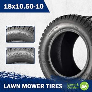 MaxAuto 2Pcs Lawn & Garden Turf Tire 18x10.50-10 18x10.50x10 Tubeless 4 Ply P332