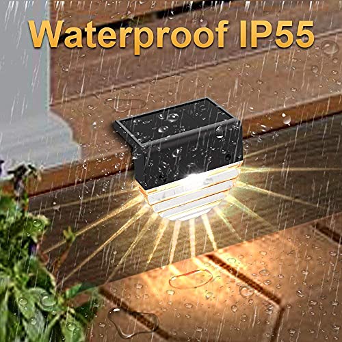 Solar Deck Lights, 6 Pack Solar Fence Step Lights Outdoor Waterproof LED Solar Fence Lights for Patio, Stairs,Yard, Garden Pathway, Step and Fences, 10 Lumens, Warm White/Color Changing Lighting