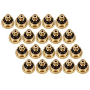 kuwan 0.016″ orifice (0.4mm) thread unc 10/24 brass misting nozzles low pressure atomizing misting sprayer water hose nozzle for greenhouse, landscaping, outdoor cooling mister system (20pcs)