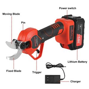 Electric Pruning Shears WBLLG Cordless Electric Pruning Battery Powered, Tree Branch Pruner with Brushless Motor, 2 Pcs 25V Lithium Battery, SK5 Blades, 1.6 Inch Cutting Diameter