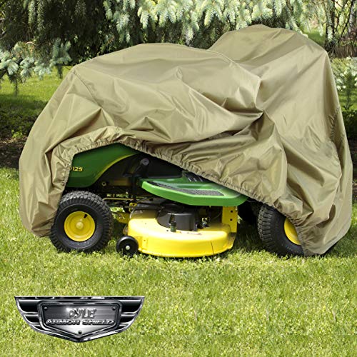 Universal Lawn Tractor Mower Cover - Armor Shield Waterproof Marine Grade Canvas, Weather Resistant with Dust Protection - Indoor and Outdoor Protective Storage - Pyle PCVLTR11 (Green)