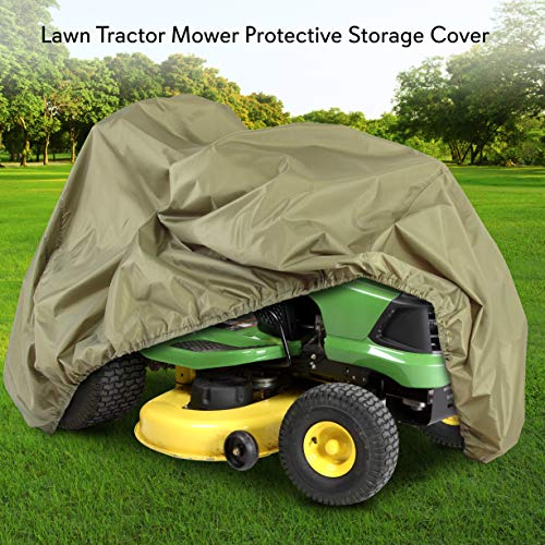 Universal Lawn Tractor Mower Cover - Armor Shield Waterproof Marine Grade Canvas, Weather Resistant with Dust Protection - Indoor and Outdoor Protective Storage - Pyle PCVLTR11 (Green)