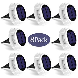 gigalumi 8 pack solar deck lights outdoor, solar ground lights with constant light mode, waterproof driveway dock led lights for deck, garden, ground, stair, driveway, pathway, landscape