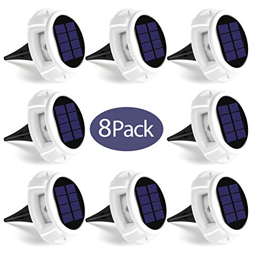 GIGALUMI 8 Pack Solar Deck Lights Outdoor, Solar Ground Lights with Constant Light Mode, Waterproof Driveway Dock LED Lights for Deck, Garden, Ground, Stair, Driveway, Pathway, Landscape