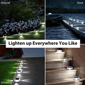 GIGALUMI 8 Pack Solar Deck Lights Outdoor, Solar Ground Lights with Constant Light Mode, Waterproof Driveway Dock LED Lights for Deck, Garden, Ground, Stair, Driveway, Pathway, Landscape