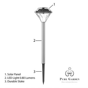 Solar Powered Lights (Set of 24)- LED Outdoor Stake Spotlight Fixture for Gardens, Pathways, and Patios by Pure Garden , Silver - 50-16
