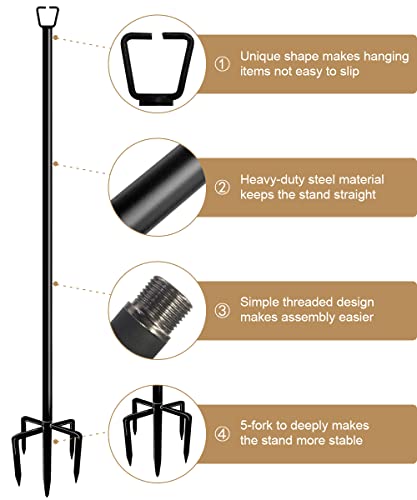 Queension 10ft Outdoor String Light Pole for Outside String Lights, Garden Lawn Metal Lighting Stand for Holiday Parties Bistro Weddings, 2pack