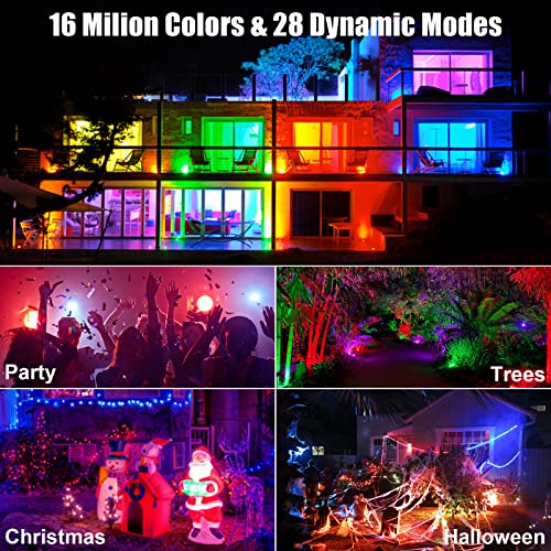 Indmird RGB Flood Light, Color Changing Floodlight, White 2700K & 16 Million Colors&Timing& Music Sync, with APP and Remote Control, for Birthday Party, Garden Lighting, Stage Lighting, Wall Display