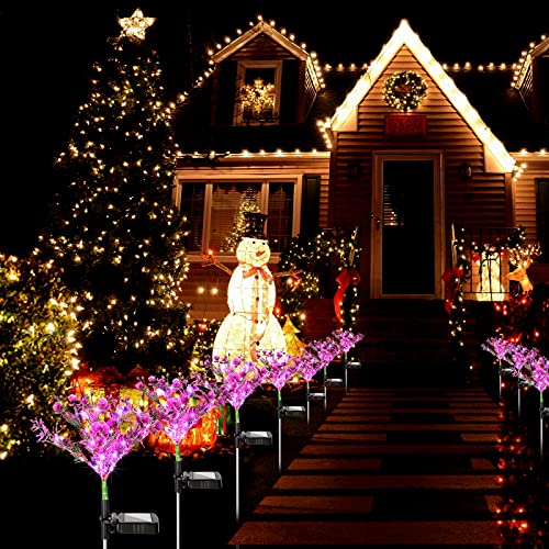 EEEkit Solar Garden Lights Outdoor Decorative, 2 Pack IP65 Waterproof Solar Phalaenopsis Flowers Stake Lights with 28 LED for Patio, Garden, Yard, Lawn, Pathway Driveway Pool Balcony Decoration